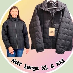 NWT Large Thermocloud Technology Quilted Puffer Jacket w Hood & 2 Snap Pockets